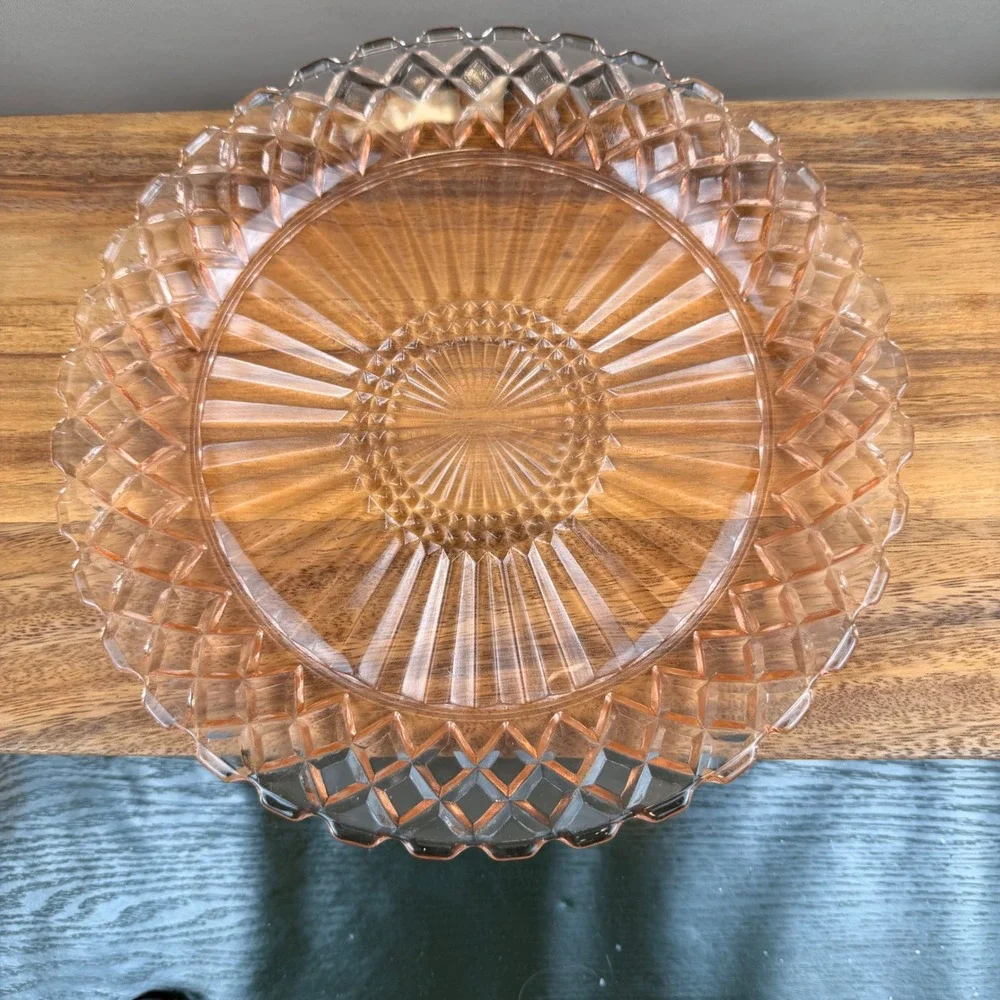 Anchor Hocking Waterford Pink Depression Glass Dinner Plate Waffle 9.25in